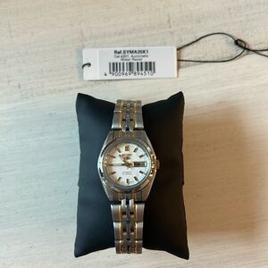 SEIKO 5 Automatic Dress Watch White Dial Stainless Steel Two Tone